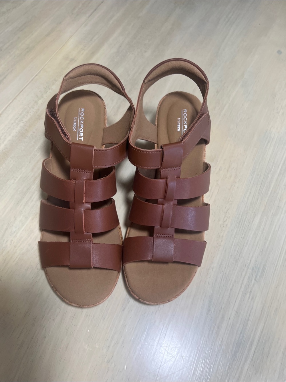 Rockport Tan Brown Strappy Comfort Sandals